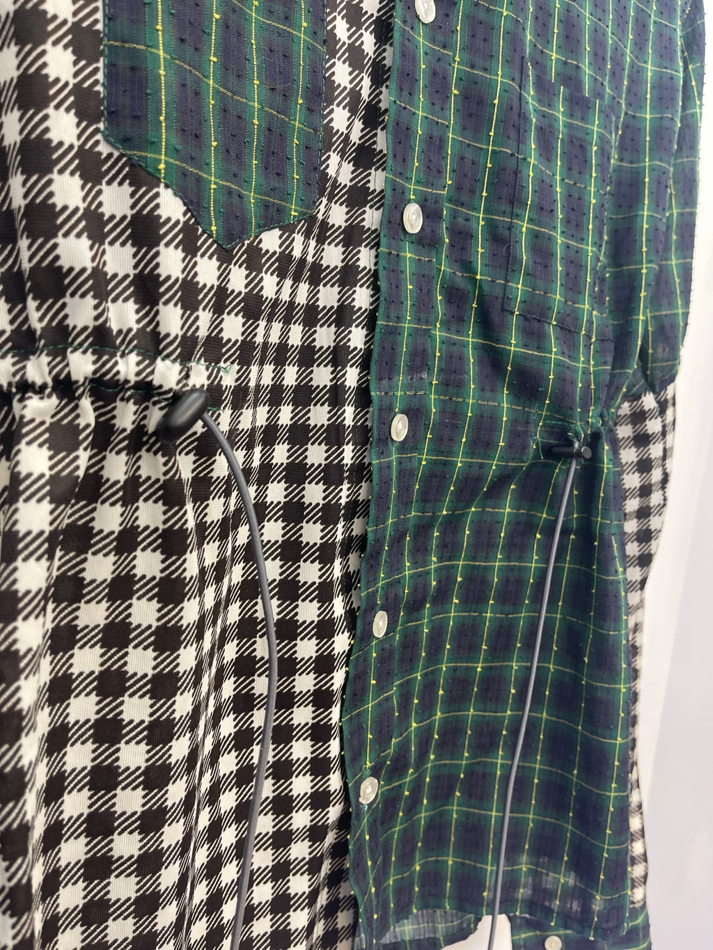 VINTAGE RECONSTRUCTED SPLICED TARTAN + SQUARE DRESS SHIRT LS