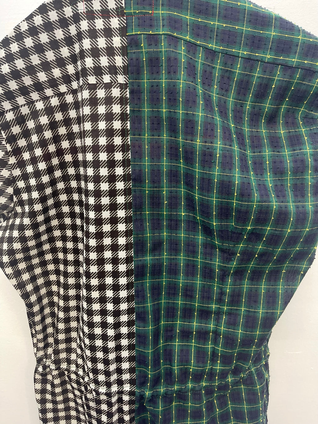 VINTAGE RECONSTRUCTED SPLICED TARTAN + SQUARE DRESS SHIRT SS