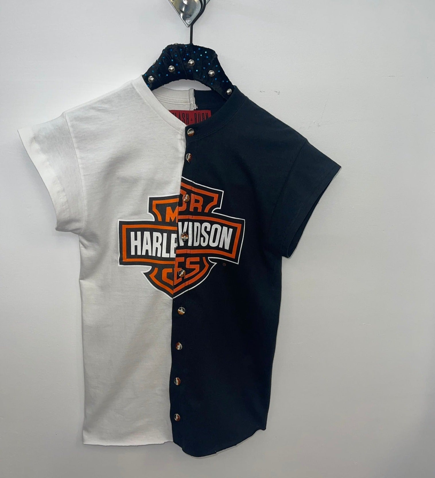 HARLEY DAVIDSON SPLICED BUTTONUP CUTOFF TEE