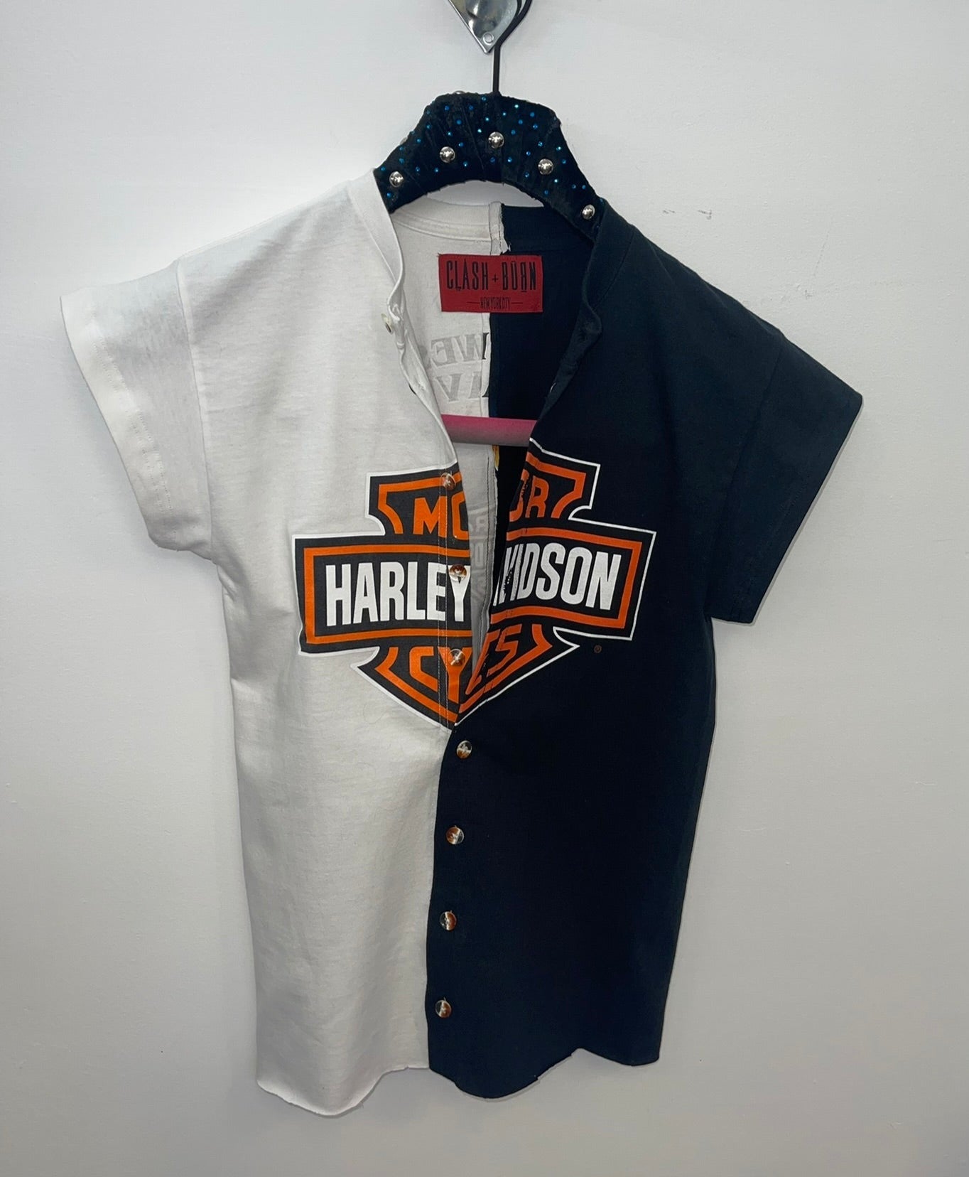 HARLEY DAVIDSON SPLICED BUTTONUP CUTOFF TEE