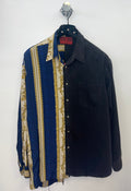 SILKY PRINT + DENIM VINTAGE OVERSHIRT