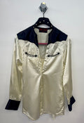 SILKY VINTAGE POLKA DOT REWORKED WESTERN DRESS SHIRT