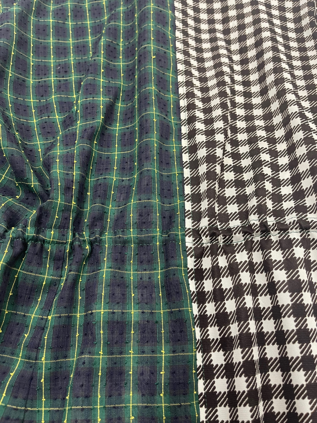 VINTAGE RECONSTRUCTED SPLICED TARTAN + SQUARE DRESS SHIRT LS